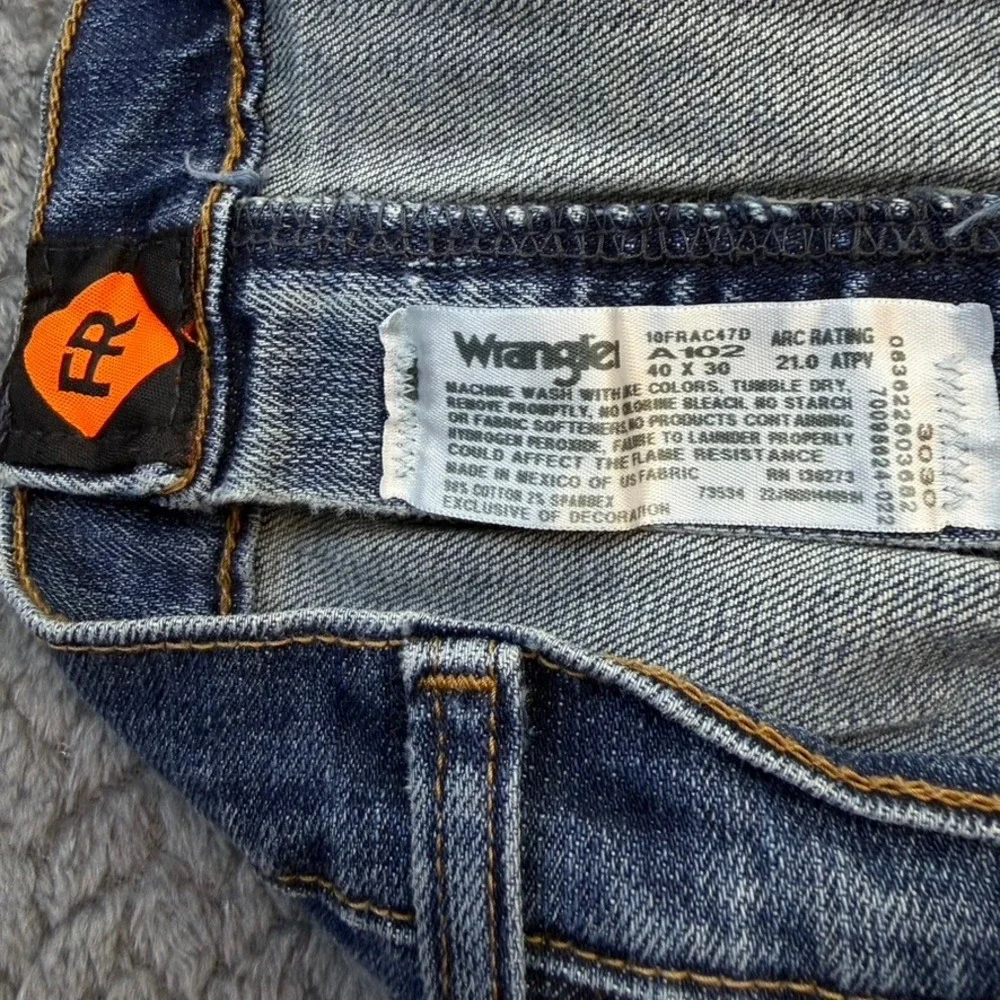 Wrangler FR Jeans Mens 40x29 Blue Straight Leg Advanced Comfort Flame Resistant